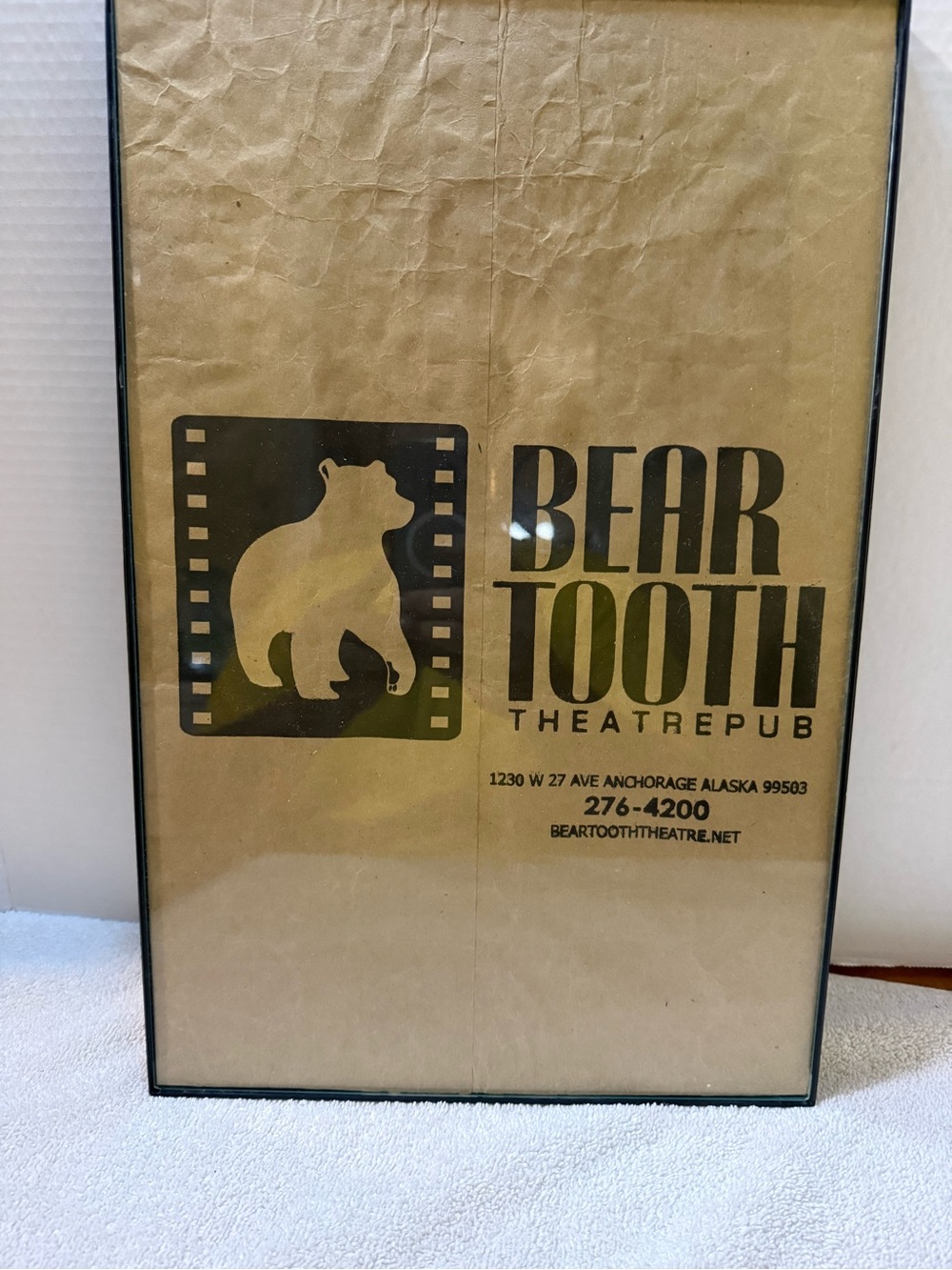 Bear tooth theatrepub Alaska.  Framed paper bag